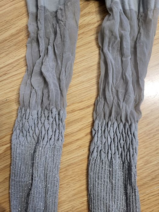 Nowe Marilyn/Gatta rajstopy damskie srebrne brokat prążki