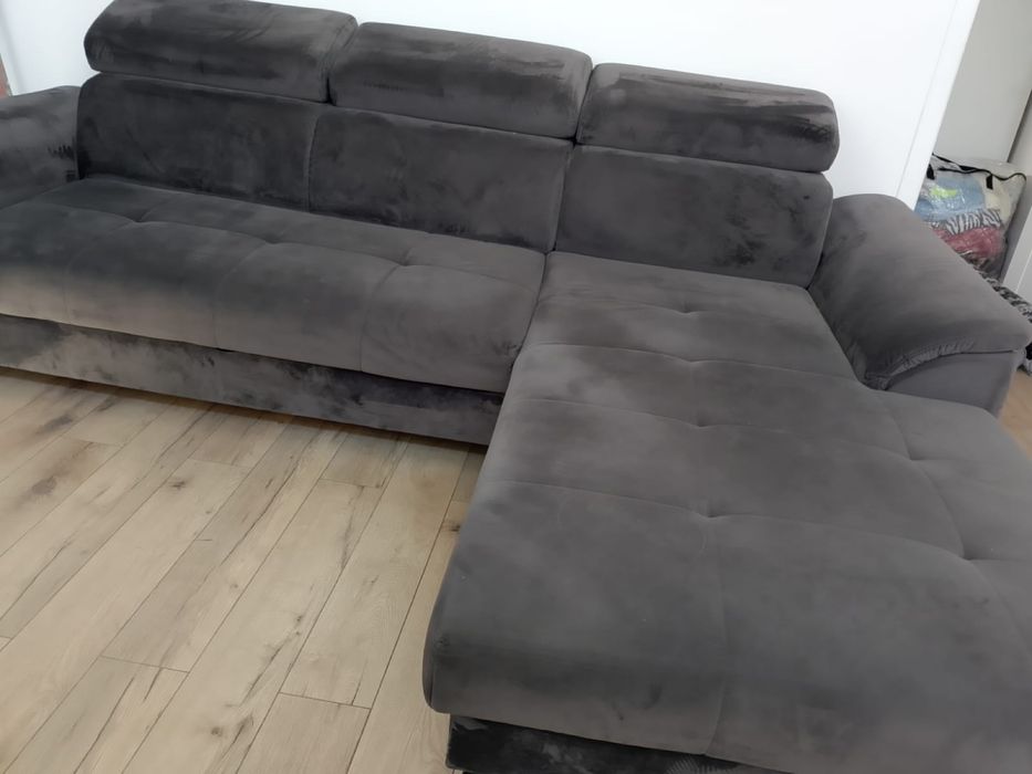 Narożnik kanapa z funkcją spania, kolor szary