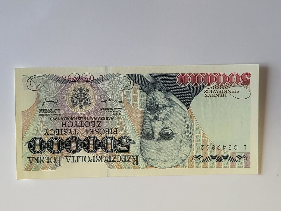 50000zł Henryk Sienkiewicz z 1993r. Stan UNC okazja ostatnia sztuka