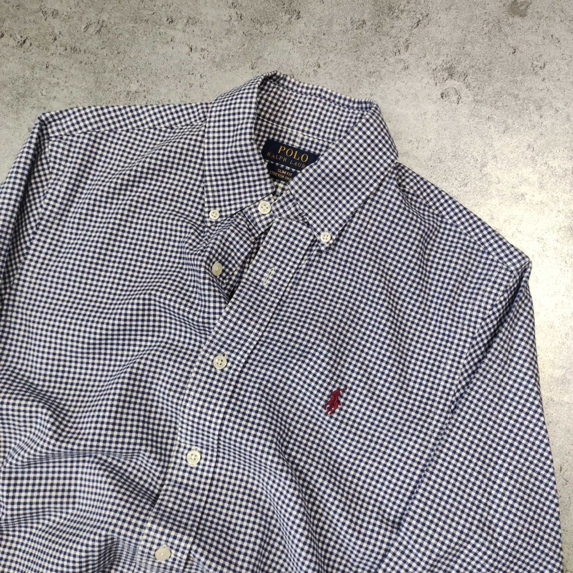 MĘSKA Elegancka Kratka Koszula Długi Rękaw PREMIUM Polo Ralph Lauren
