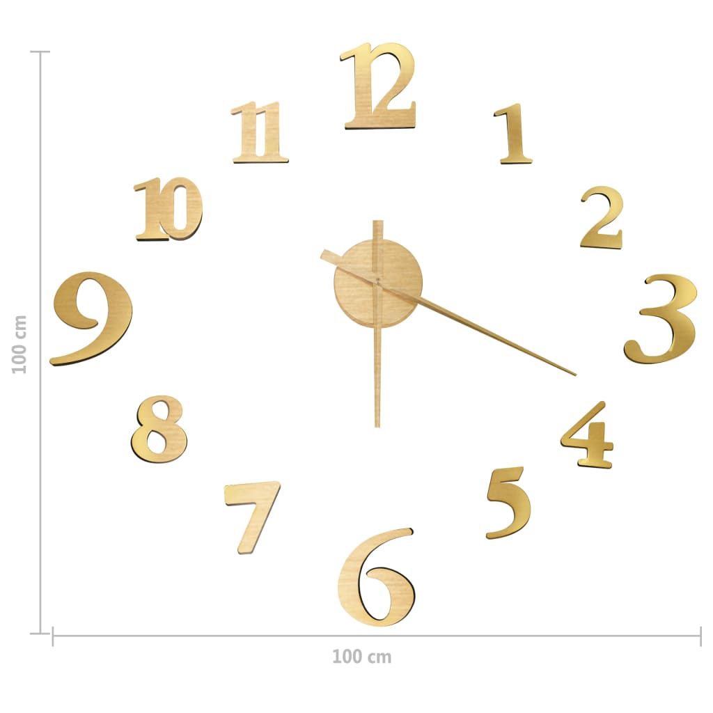 Zegar ścienny 3D, nowoczesny design, złoty, 100 cm, XXL