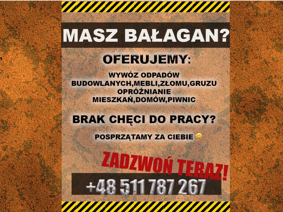 Wywoz odpadów,Gruzu,Mebli,Złomu.