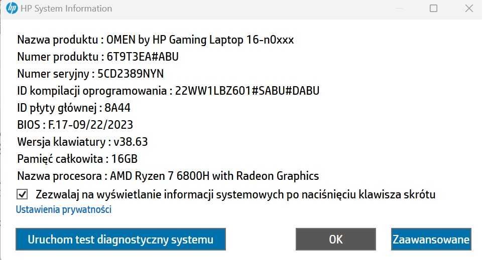 Laptop HP omen 16 RTX 3070 TI 140W 3TB SSD