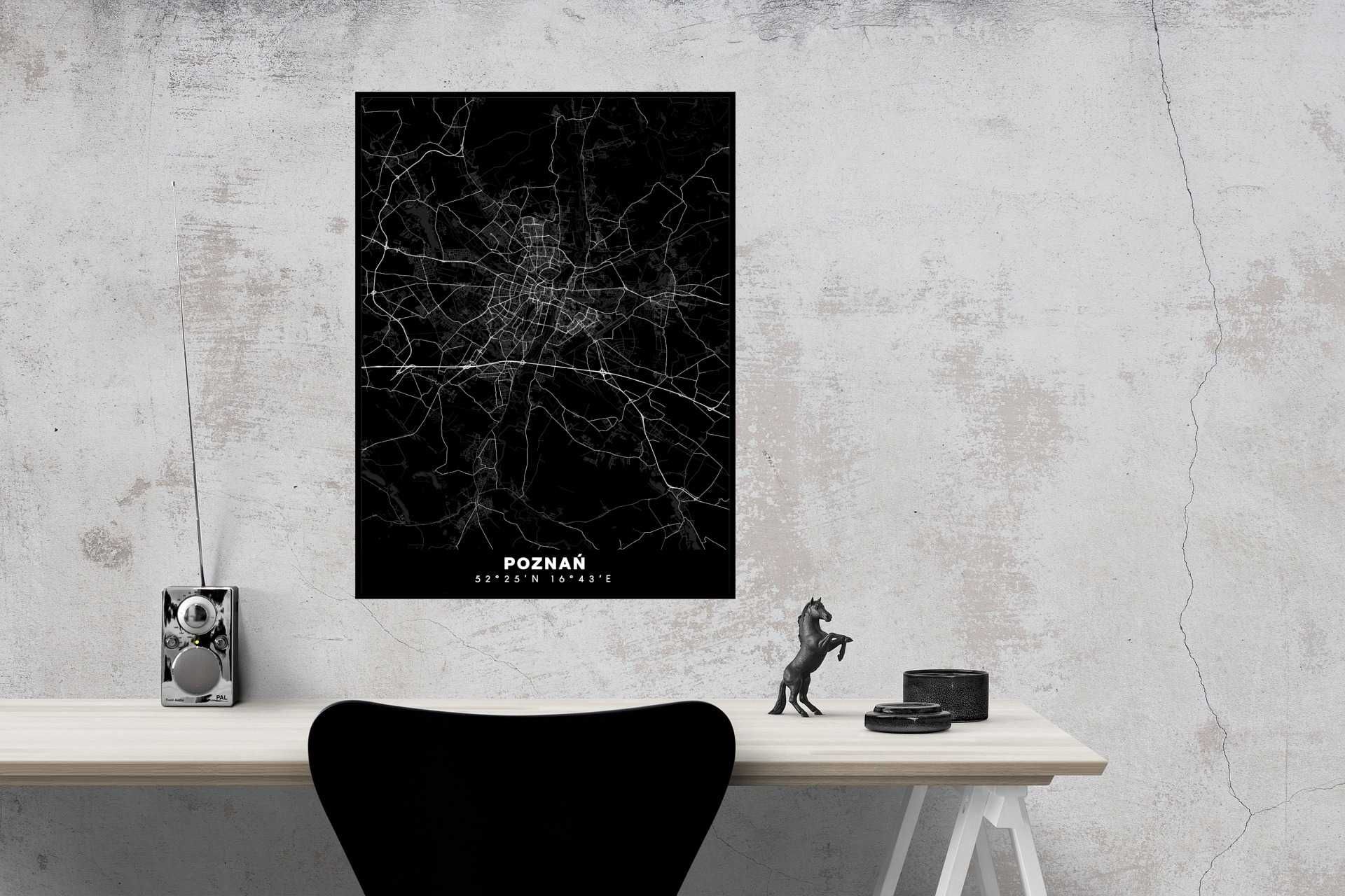 Plakat mapa miasta Poznań - różne wzory i kolory - rozmiar A5/A4/A3