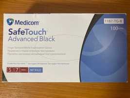 Перчатки нітрилові Medicom неопудрені чорні розмір S Щільність 3.8 гр