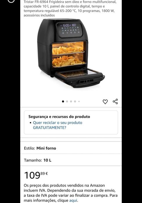 Vendo Airfryer e forno multifuncional.