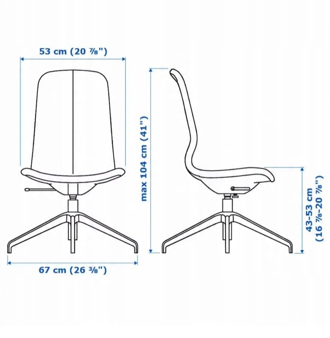 LÅNGFJÄLL Ikea krzesło biurowe konferencyjne obrotowe ciemnoszare