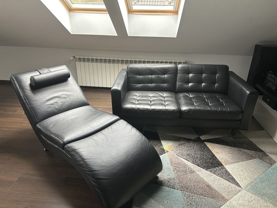 Meble do salonu Sofa + Szezlong skorzany