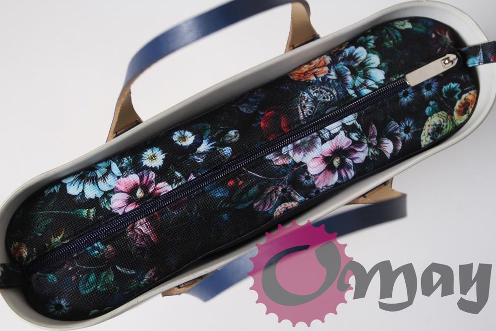 Granatowy organizer OBAG MINI ogród kwiaty 2 kieszenie wkład OMAY