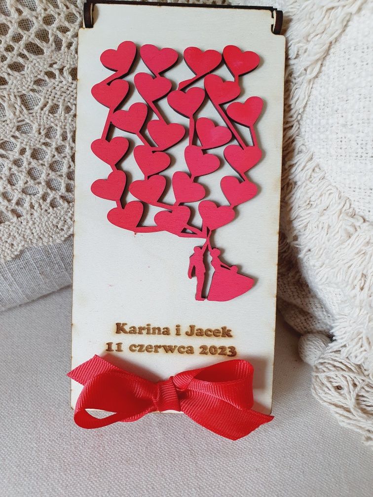 Pudełko na banknoty, ślub, personalizowane pudełko, twój grawer