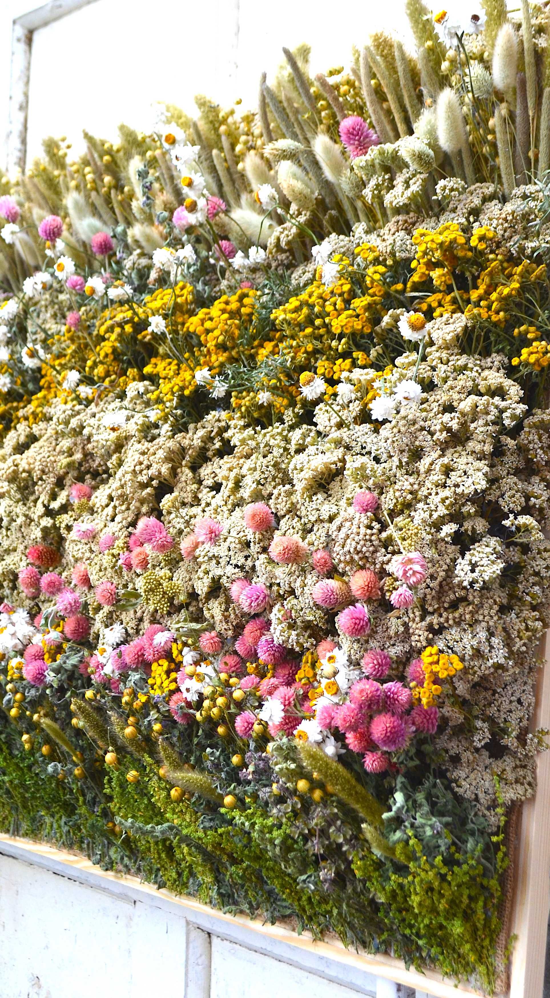 Велика картина гобелен з натуральних квітів та трав Квітучий луг