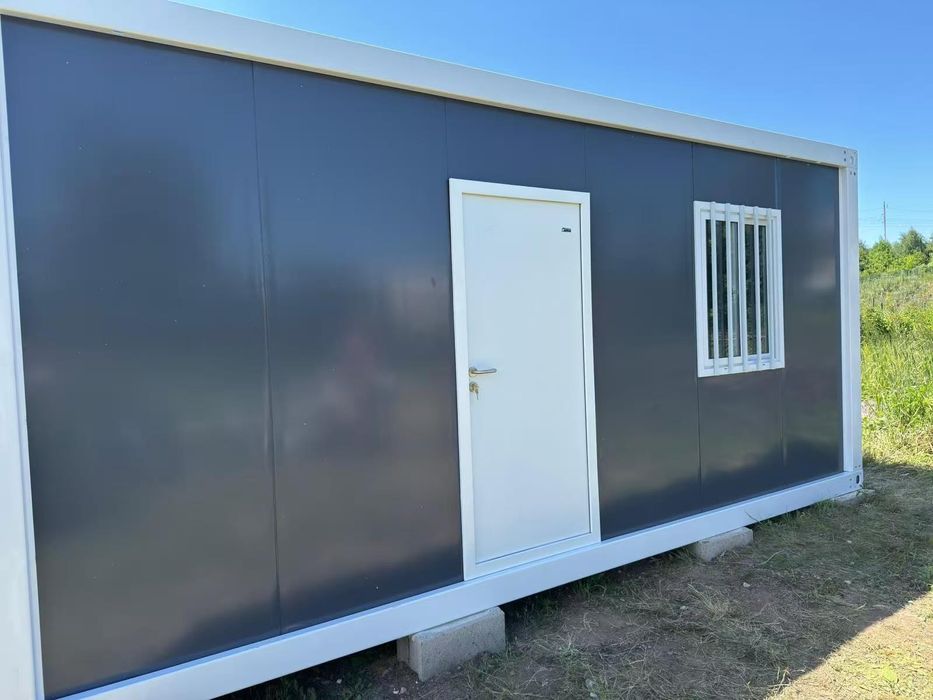 Kontener biurowy magazynowy z elektryką 6m x 2,5m ocieplony z oknami