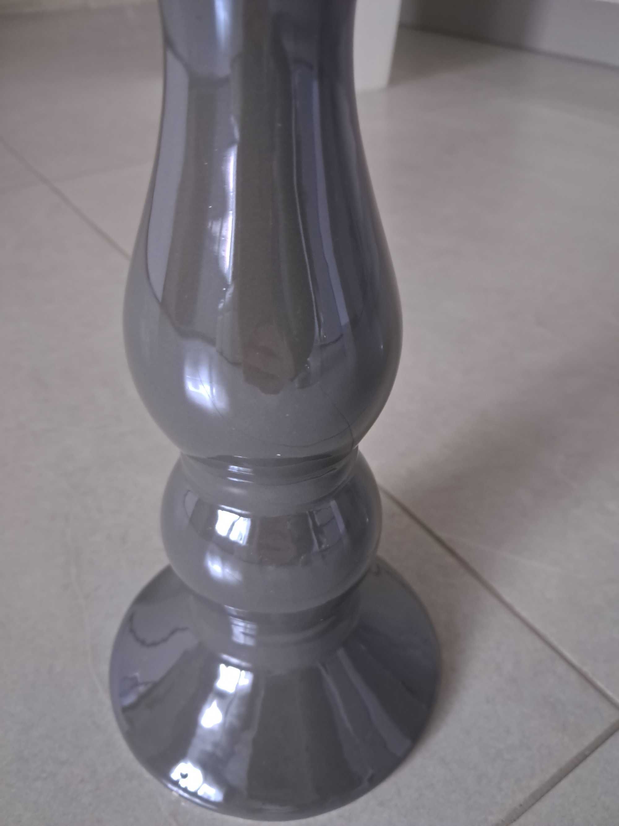 Świecznik ceramiczny, szary ,wysoki