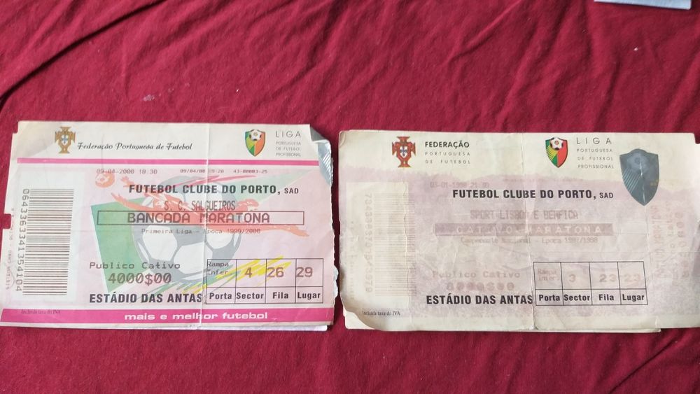 Bilhetes Futebol antigos