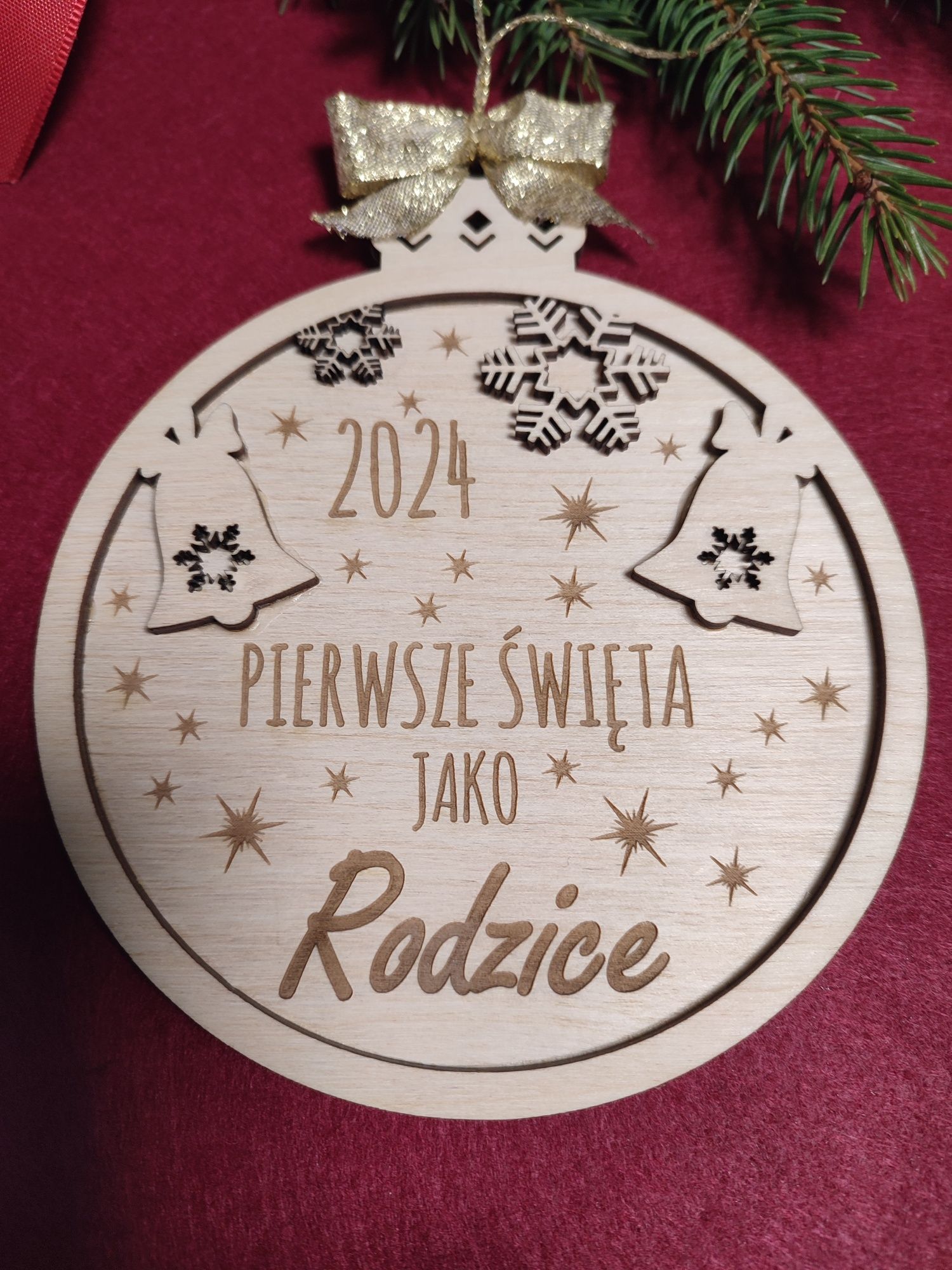 Moje Pierwsze Święta, bombka drewniana duża