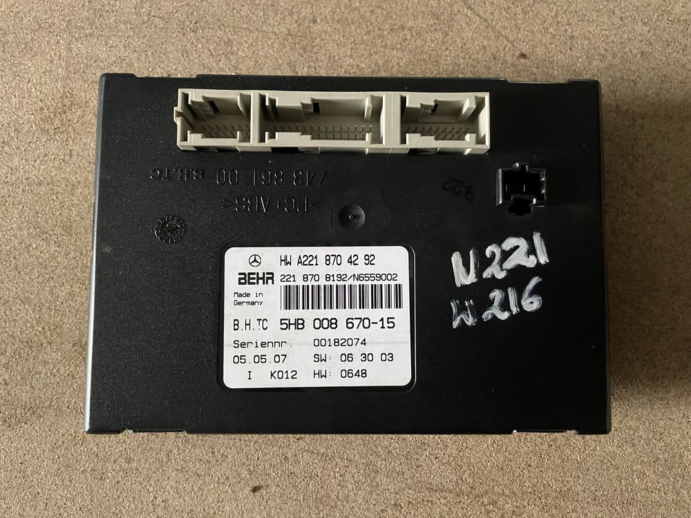 Modul sterownik Klimatyzacji Mercedes S klasa w221 CL w216