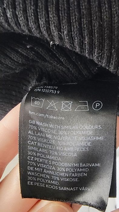 Bluzka czarna z długim rękawem 158/164 XXS XS h&m