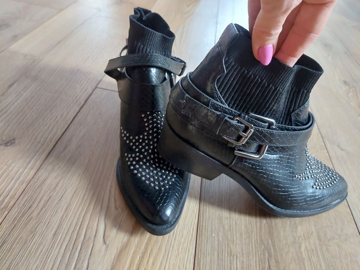 Buty kozaki botki 38 bershka cwieki skóra