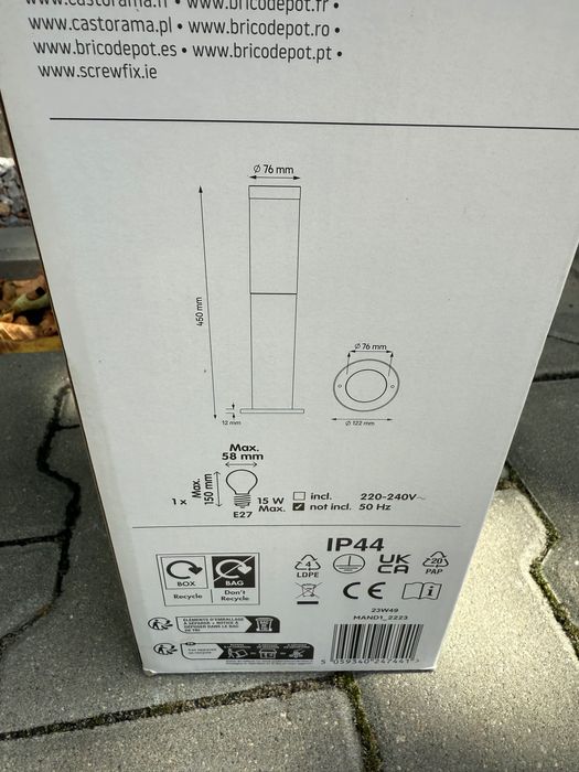 Lampa ogrodowa Hollis S 1 x 15 W E27 stalowa
