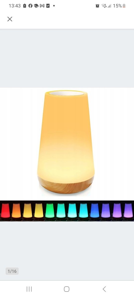 Lampa nocna stołowa 13 kolorów dotykowa RGB pilot USB