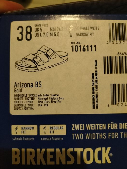 Birkenstock Arizona BS gold r.38