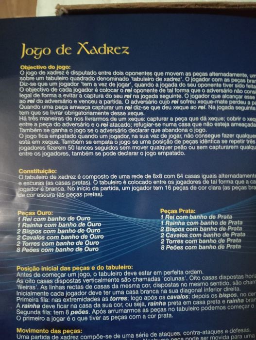 Jogo de damas e Xadrez .