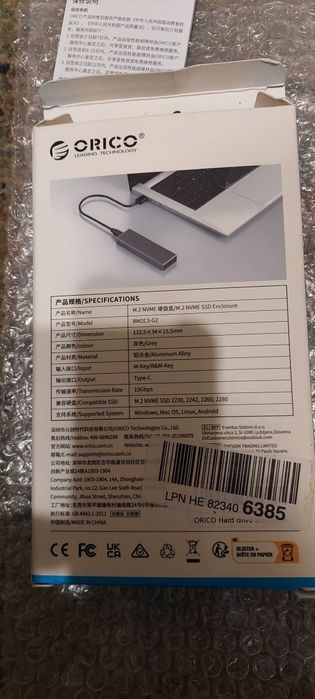 Kieszeń Obudowa ORICO na dysk M.2 SSD ENCLOSURE