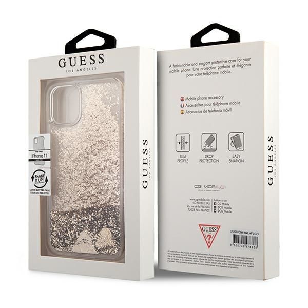 Etui Guess Glitter Charms do iPhone 11 / XR 6,1" - Złoty Hardcase