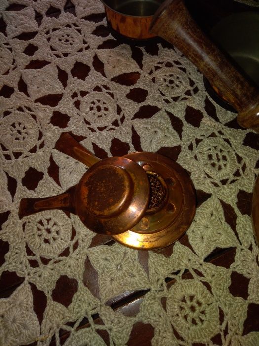 Equipamento para fondue antigo em cobre