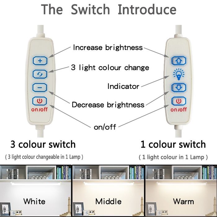 Lampa lampka podszafkowa LED USB 3 kolory  37 cm nocna biurkowa kuchni
