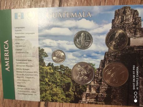 набор 5 монет Гватемала 2006г. запайка сертификат