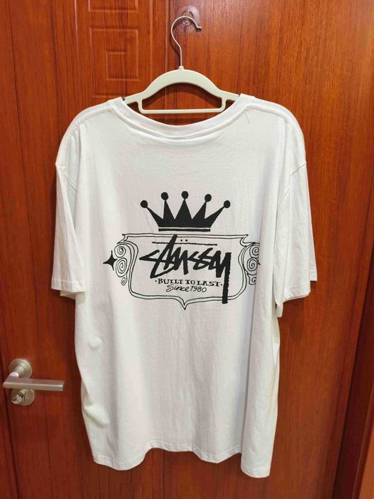 Stussy,Męska biała koszulka z nadrukiem letnim, rozmiar L