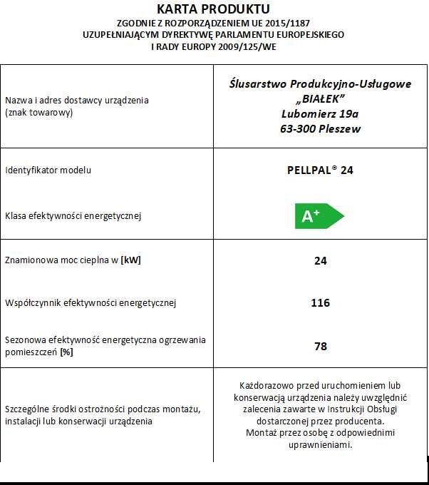 Kocioł na PELLET 24kW 5 KLASA/ ECODESIGN podwyższony standard A+ 300m2