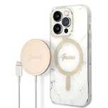 Zestaw Guess GUBPP14LHMEACSH Case+ Charger iPhone 14 Pro 6,1" biały/wh