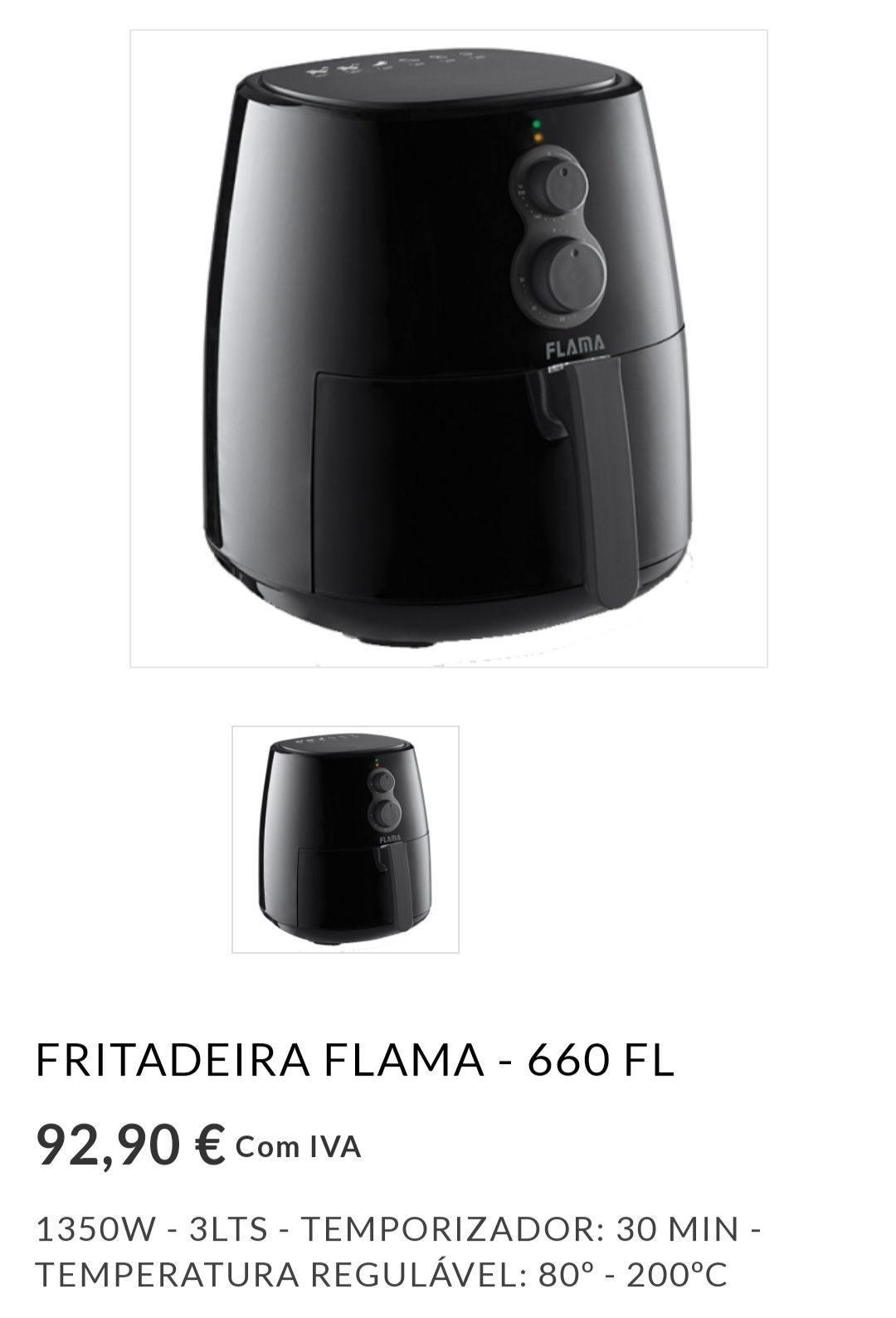 Air fryer Flama - Fritadeira sem óleo - Flama 660FL