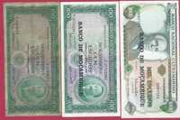 Notas  moçambique   ex-colonia   3    notas 1.000,100 e 100 escudos