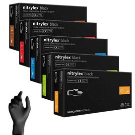 Rękawiczki Nitrylowe CZARNE MERCATOR Nitrylex BLACK XS S M L XL