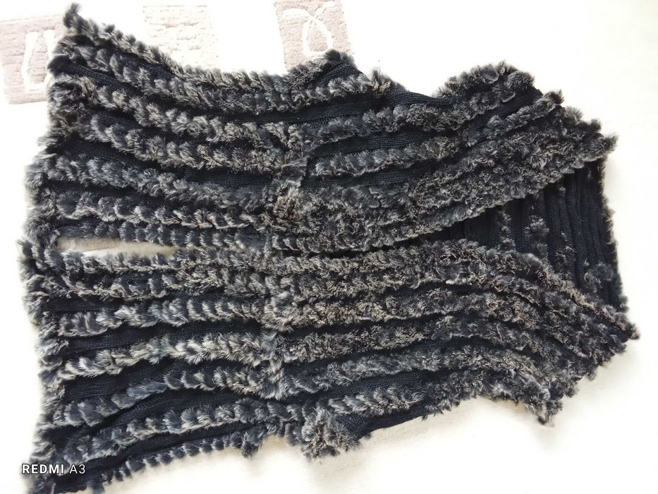 Kamizelka, obszycie z lisa, krolika, futro naturalne, skora naturalna