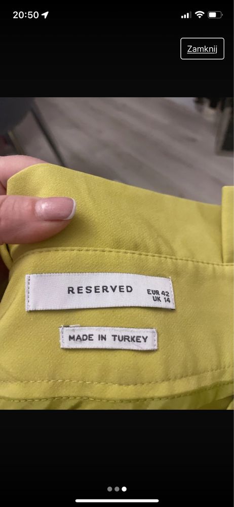 Limonkowe spodnie firmy Reservet L/Xl