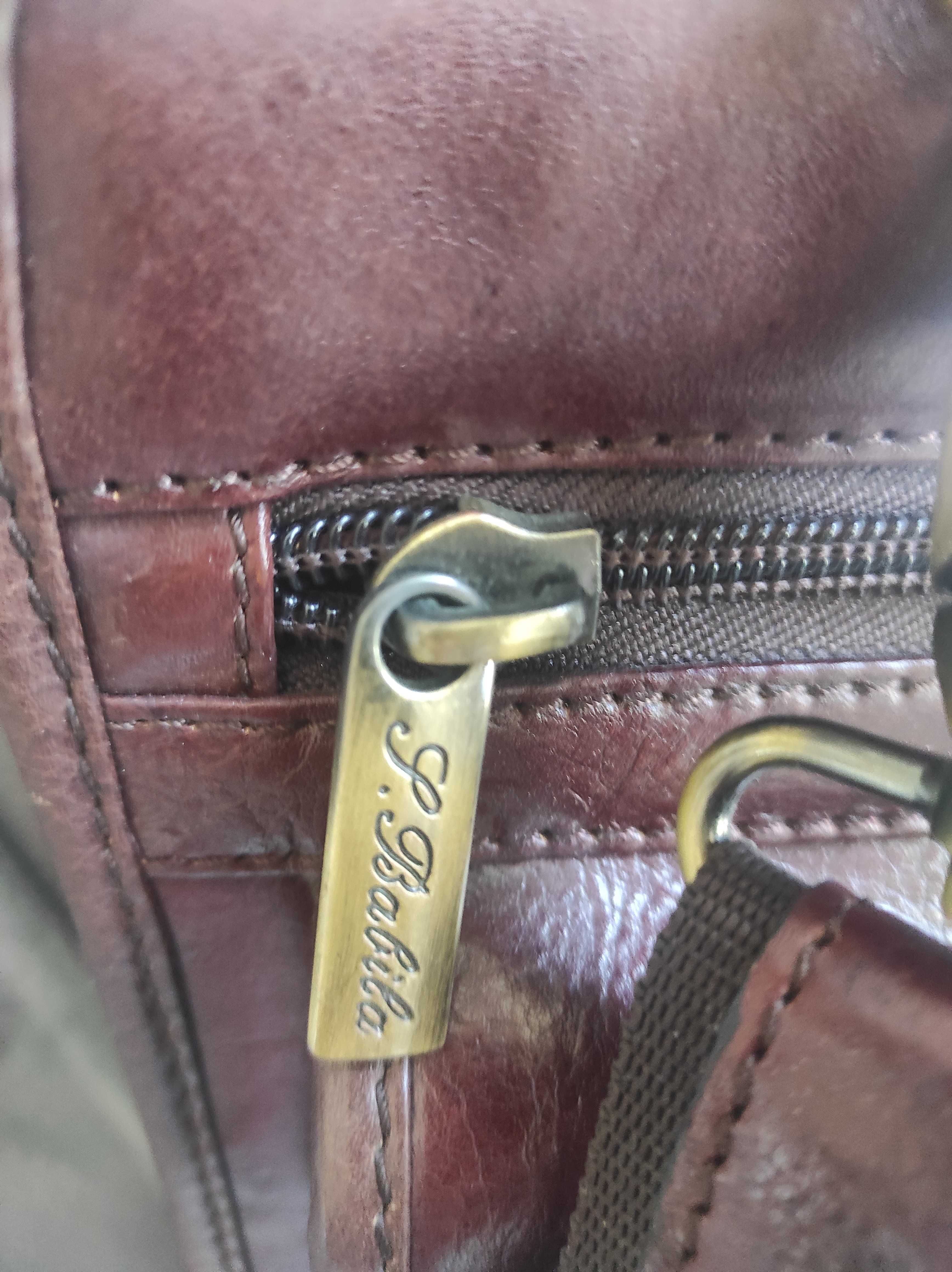 Męska torba skórzana Babila Milano kolor brąz/burgund