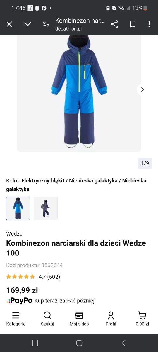Kombinezon 98/104 narciarski Wedze Decathlon NOWY