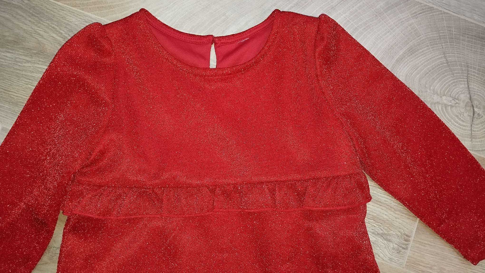 Sukieneczka czerwona brokatowa 128 cm