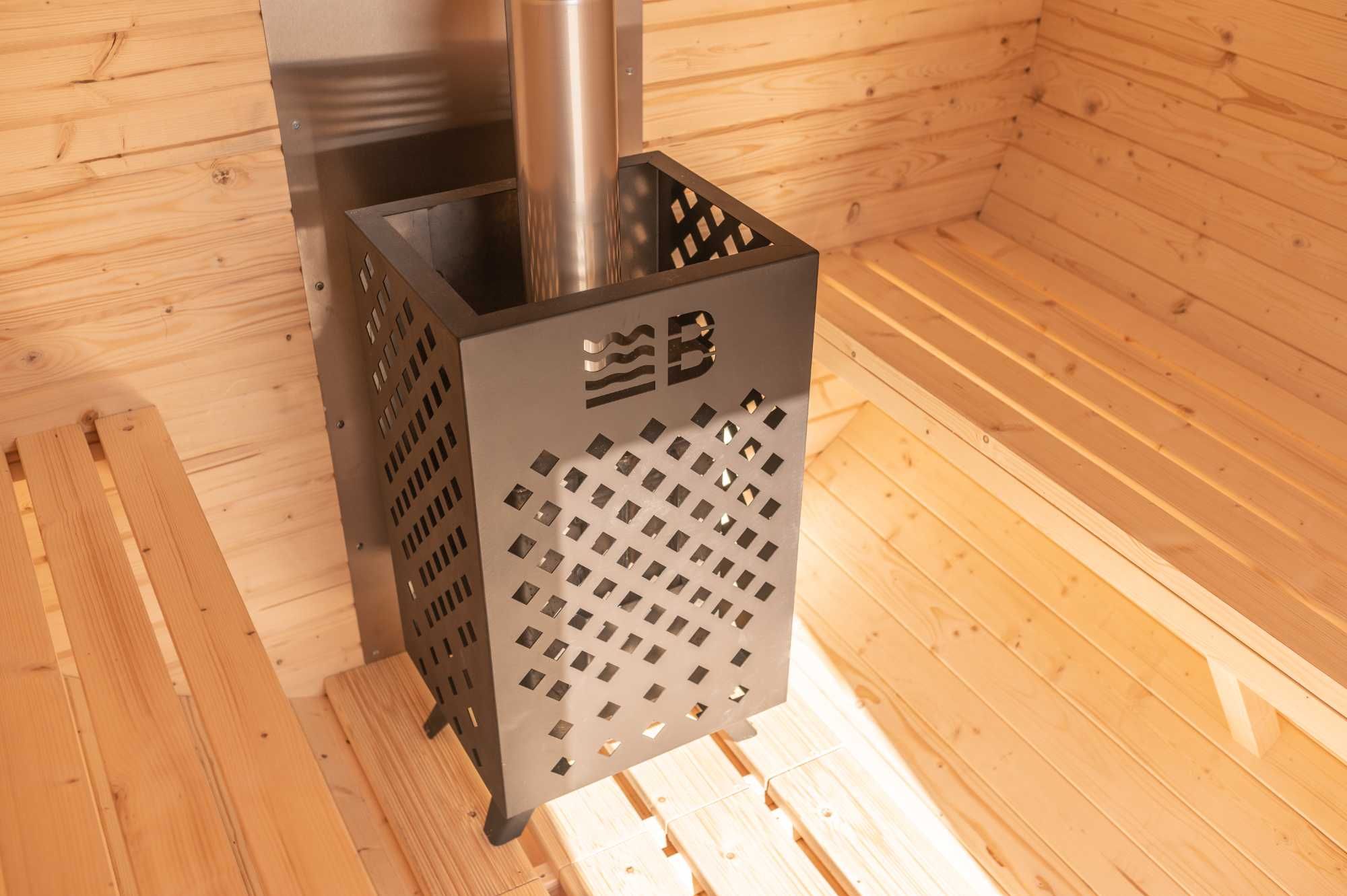 Kwadratowa sauna kostka ogrodowa, 200cm QUADRO dobierz piec i dodatki