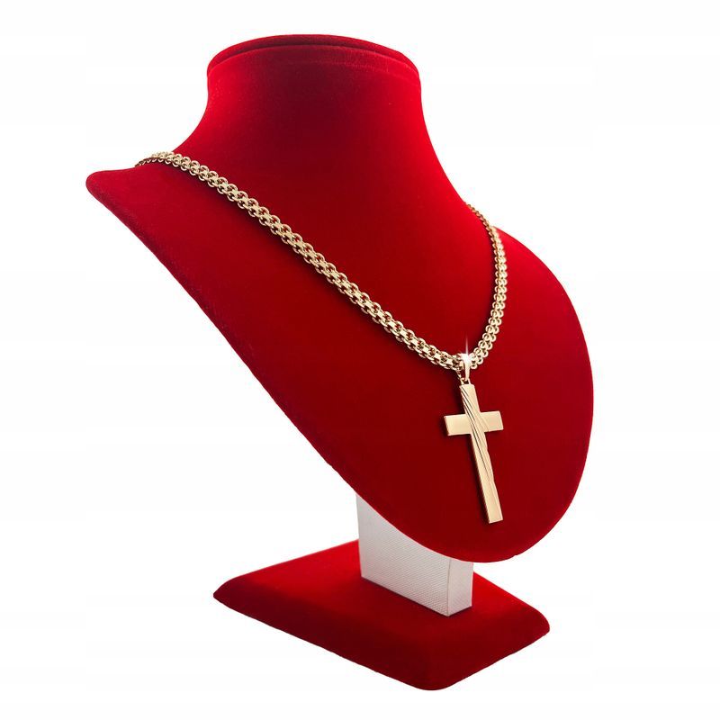Złoty Łańcuszek Bismark 50cm 5mm Z Krzyżykiem Stal Chirurgiczna 18k Pr