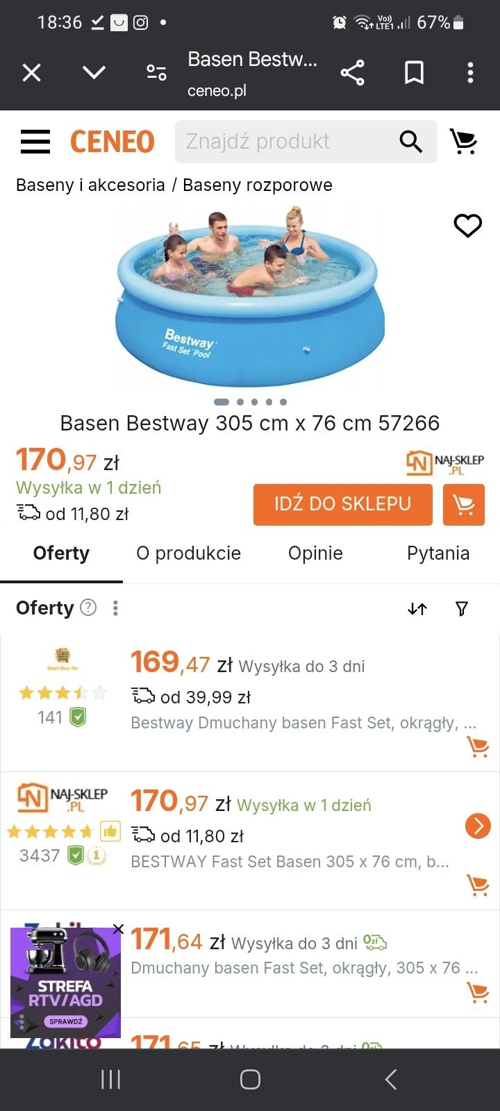 Basen ogrodowy bestway nowy