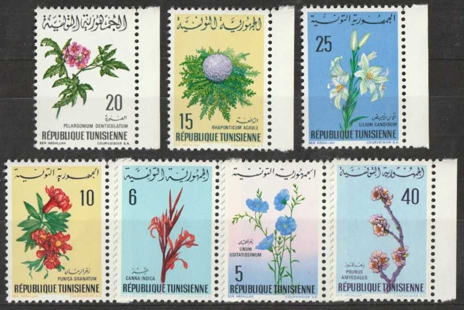 znaczki TUNEZJA - KWIATY - FLORA - czyste **