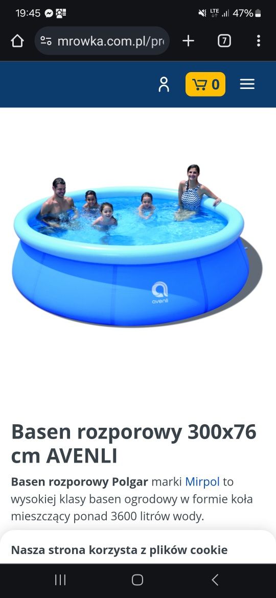 Basen pompowany 3600 l