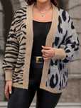 Kardigan Sweterek Oversize Włochaty Zebra Panterka Casual Shein Xxl