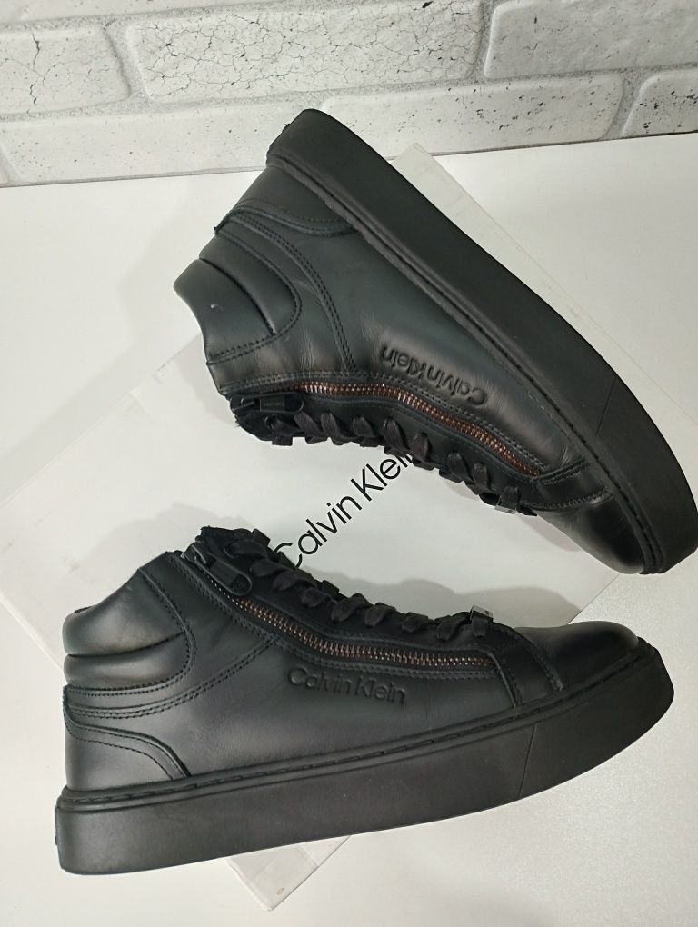 Trampki wysokie Calvin Klein High Top Lace up r.40 skóra naturalna