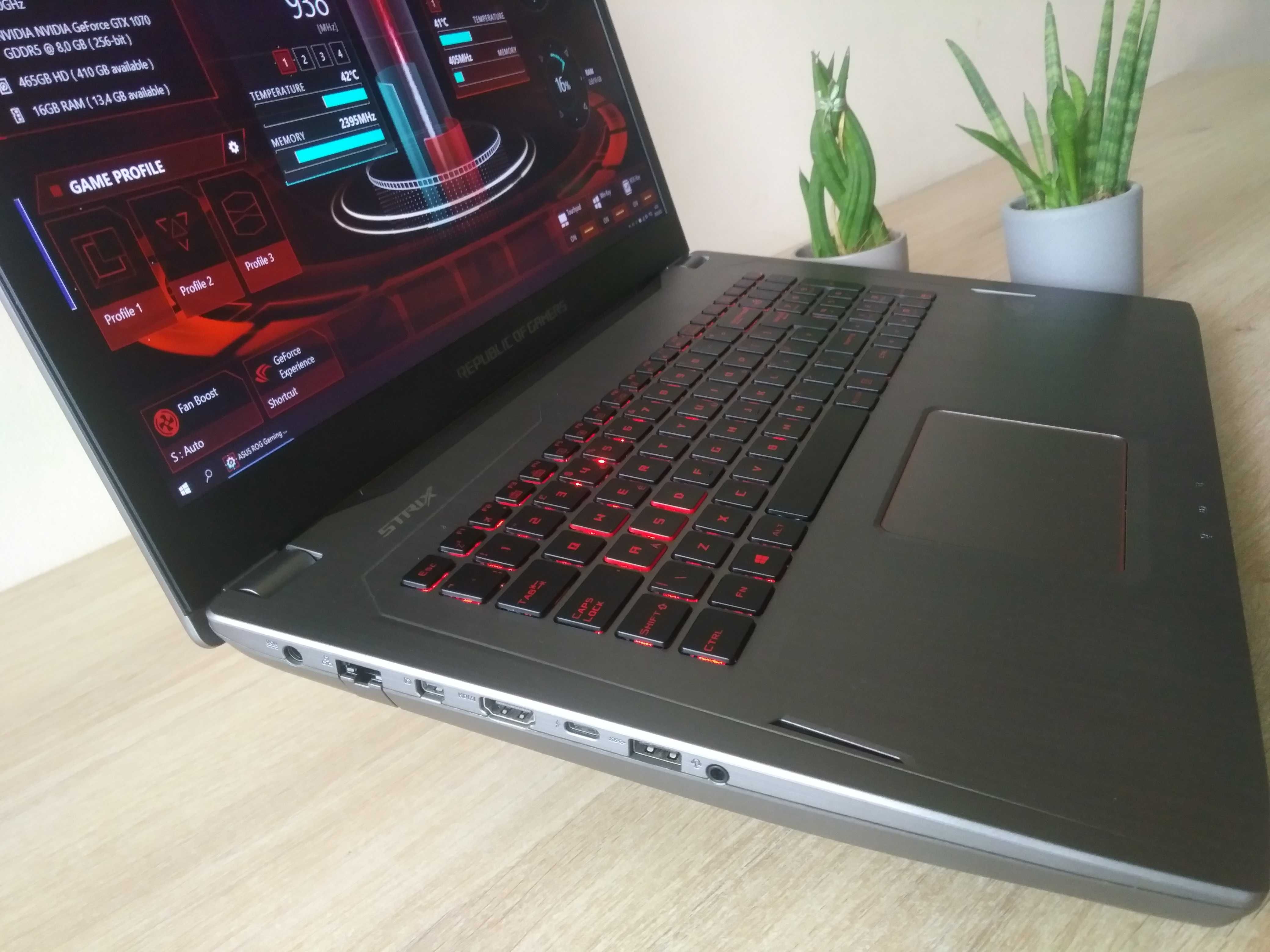 ASUS GL702VS ROG 17,3/i7-7700hq/GTX1070 8GB/IPS/500 SSD stan idealny